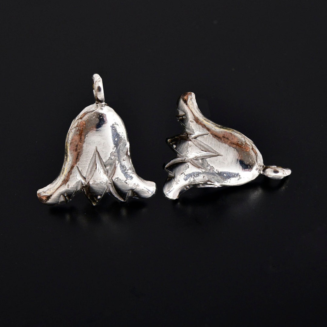 925 Sterling Silver Flower Earring Posts, Solid Silver Tulip Stud
