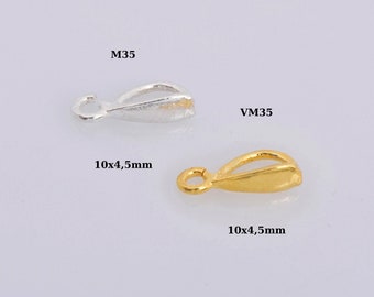 24K Gold Vermeil & 925 Silver Bails with Open Loop, Plated Open Loop Bails, Smooth Connector Bails, Bail Charms, Jewelry Findings, M/VM35