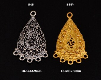 925 Sterling Silver & 24K Gold Vermeil Chandelier Component for Earring, Pendant, Chandelier Connector,  Jewelry Finding, SV48/S48