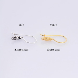 24K Gold Vermeil & 925 Sterling Silver Ear Wires, Earring Hooks, Flower Ear Wires, Earrings Making Supply, Jewelry Findings, M42/VM42