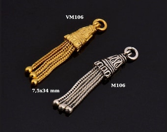 Små tofsar i 24K guld och 925 silver, handgjorda silvertofsar i 24K guld, silvertofsar, hängen/tofsar, smyckestillbehör, M/VM106