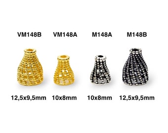 925 Sterling Silver & 24K Gold Vermeil Funnel Beads, Silver Bead Caps, End beads For Jewelry Making, M/VM148 A-B