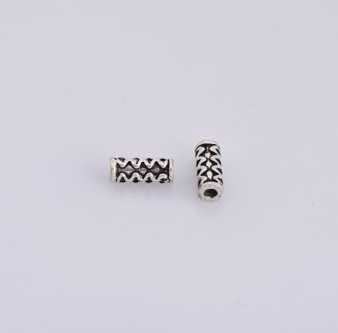 Sterling Silver Tube Beads, Antique Silver Tribal Tube Beads, 925