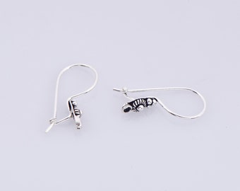 925 Sterling Silver Ear Wires, Solid Silver Earring Hooks, Oxidized Silver Flower Ear Wires, Earrings Making Supply, Jewelry Findings, M40
