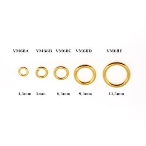 24K Gold Vermeil High Quality Open Jump Rings, 24K Gold Plated 925 Silver Thick Open Rings, Jewelry Supplies, Jewelry Findings, VM68A-E