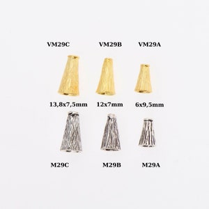 24K Gold Vermeil & 925 Silver Cone Shape Beads, Gold Cone Bead Caps, Antiique Silver End Bead Cones, Pyramid Bead Caps VM/M29 A-B-C