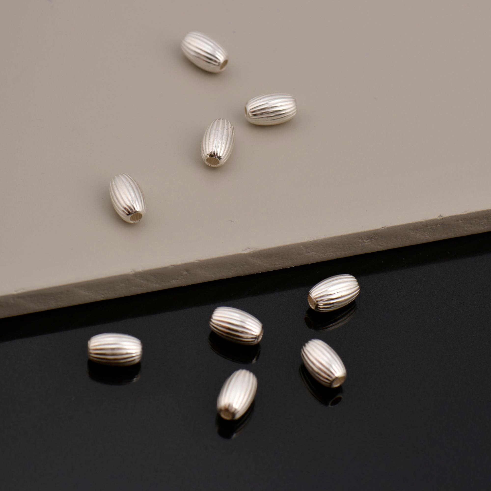 Perline Riso Oliva Argento 925 Per Bigiotteria | Perlina Ovale Fai Da Te 3mm 4mm 5mm 6mm 7mm 8mm