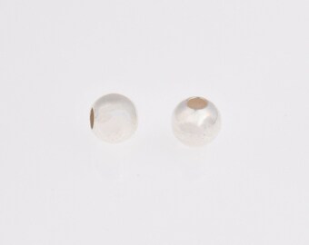 Cuentas redondas de 6 mm de plata de ley 925, lisas y sin costuras, cuentas redondas sólidas, cuentas separadoras, suministros para joyería, M3G