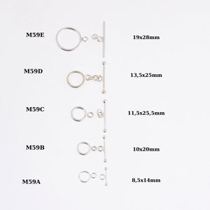 925 Sterling Silver Toggle Clasps, Solid Silver Toggle Clasp, Silver Plain Toggle Clasp Set, Jewelry Supplies, Jewelry Findings, M59A-E