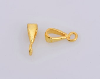 24K Gold Vermeil Bails with Open Loop,  Gold Plated Open Ring Bails, 925 Smooth Silver Connector Bails, Bail Charms, Jewelry Findings, VM31