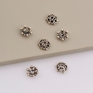 925 Sterling Silver Flower Bead Caps, Solid Silver Bead Caps, 9mm Flower Bead Caps, Oxidized Spacer Bead Caps, Jewelry Crafting Supply, M6B