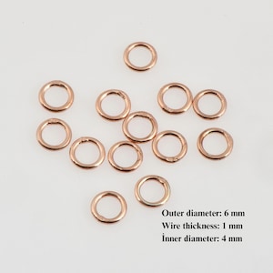 Dia 6 mm & Ga.4 925 Sterling Silver Roséguld STÄNGDA Öppningsringar, Tåliga, Ihåliga Silverringar, Smyckestillbehör, Fynda, RGM103C