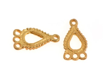 2x 18K Gold Plated Sterling Silver Chandelier Earrings - Real Gold Plated Connector Earring G206