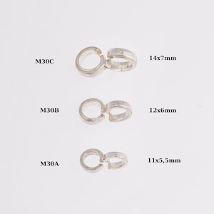 925 Sterling Silver Bails with Open Loop, Solid Silver Bails, Smooth Silver Connector Bails, Bail Charms, Jewelry Findings, M30A-B-C