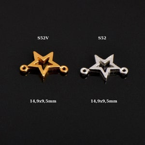925 Sterling Silver & 24K Gold Vermeil Star Connector Charms, Star Shape Connector, Connector For Jewelry Making, S52V/S52