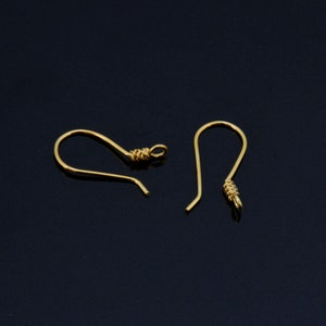 24K Gold Vermeil Ohrringe, 24K Vergoldete Ohrring Haken, 925 Silber Helix Ohrringe, Ohrringherstellung Lieferung, Schmuckzubehör, VM45