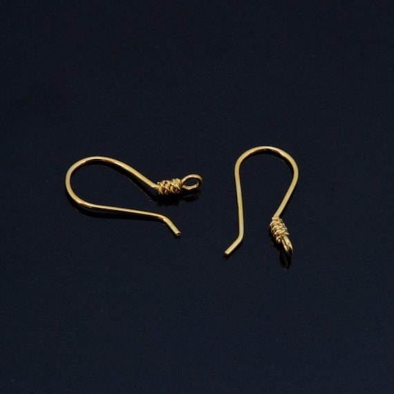 24K Gold Vermeil Earrings, 24K Gold Plated Earring Hooks, 925 Silver Helix  Earrings, Earring Making Supply, Jewelry Making Findings, VM45