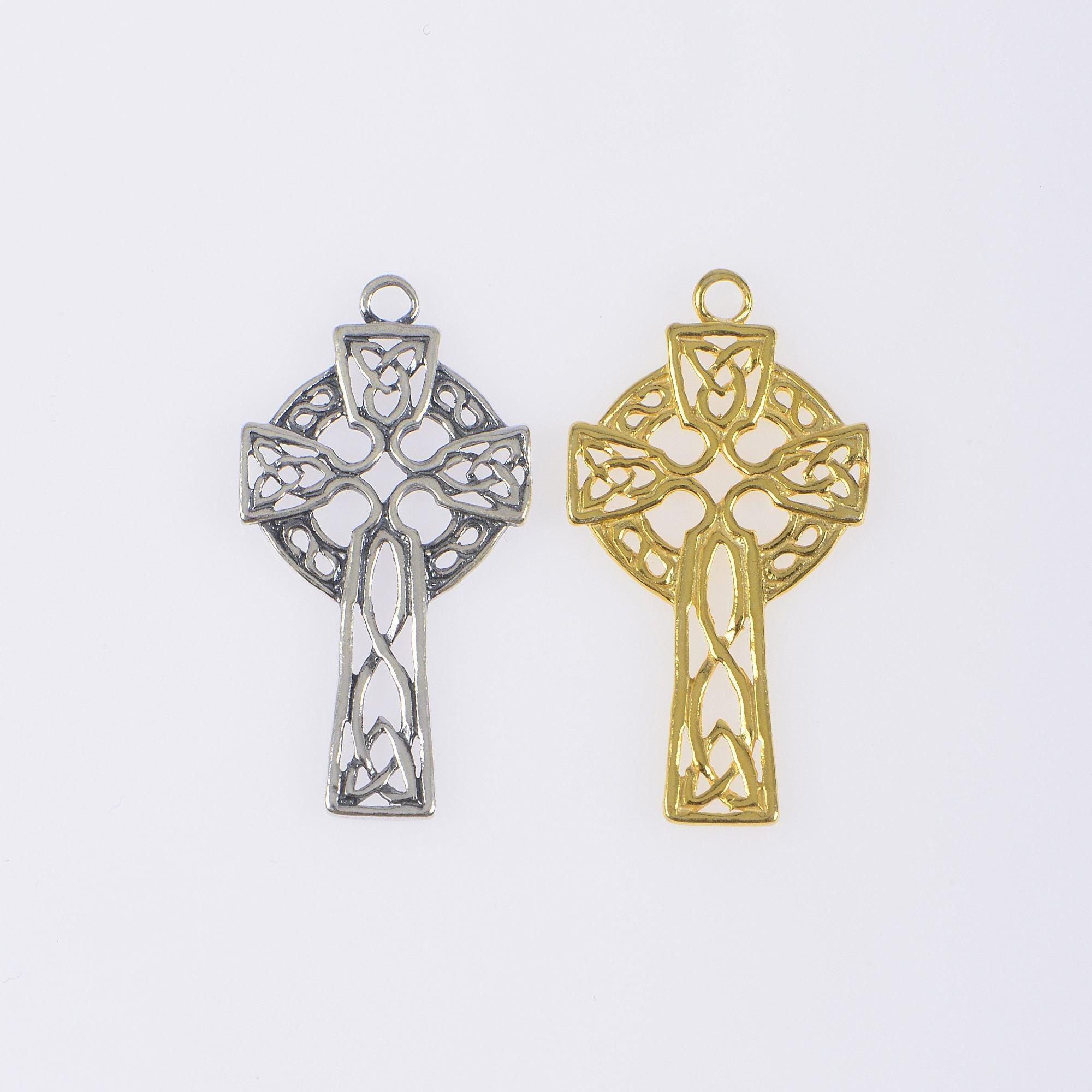 925 Sterling Silver & 24K Gold Vermeil Cross Pendant, Open Work