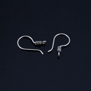 925 Sterling Silver Earring Hooks, Silver Ear Wires, Silver Coiled Ear Wires, Earring Making Supply, Jewelry Making Findings, M45