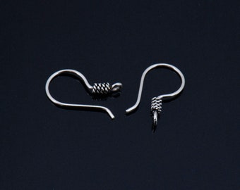925 Sterling Silber Ohrring Haken, Silber Ohrdrähte, Silber Coiled Ohrdrähte, Ohrring Lieferung, Schmuck machen Zubehör, M45