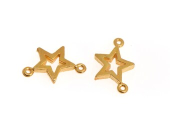 24K Gold Vermeil Star Connector Charms, Star Shape Connector Link, 925 Sterling Silver Connector For Jewelry Making, S52V