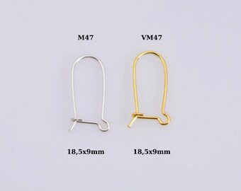 24K Gold Vermeil and 925 Silver Kidney Ear Wires, Kidney Earring Hooks, Earring Making Supply, Jewelry Making Findings, M47/VM47