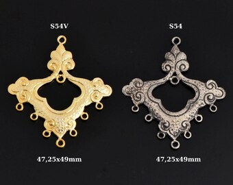 925 Sterling Silver & 24K Gold Vermeil Chandelier Component for Earring, Pendant, Chandelier Connector, Jewelry Finding, SV54/S54