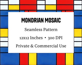 Flat Mondrian Mosaic: Primary Colors Pattern