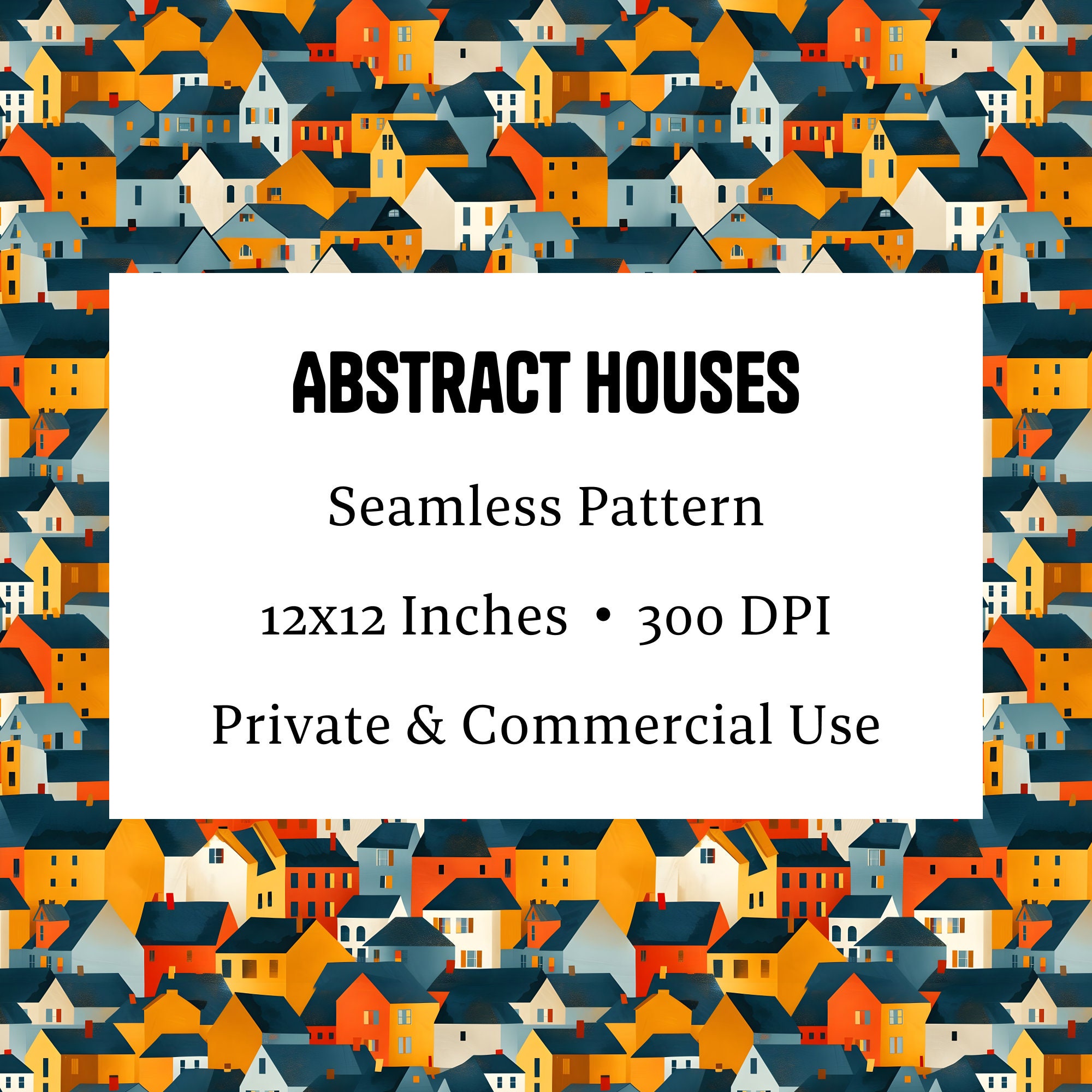 Abstract Terraced Neighborhood - Geometric Cityscape Seamless Pattern