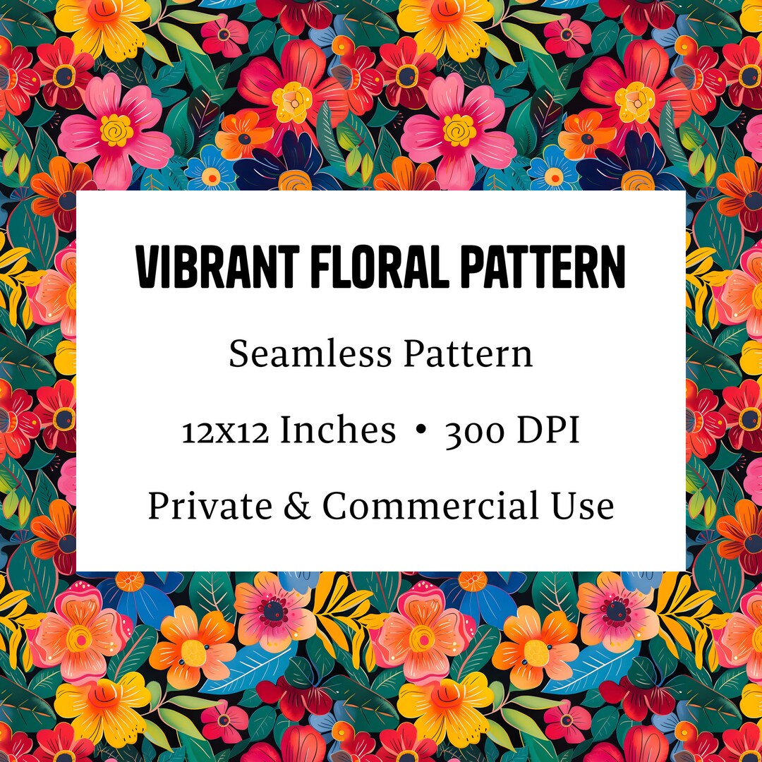 Vibrant Floral Seamless Pattern – High-resolution Texture (digital ...