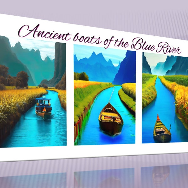 Antiguos botes del Rio Azul (Arte de pared, retrato, paisaje)