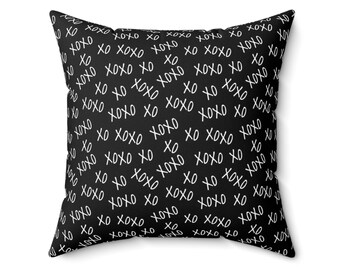 Hugs and Kisses - XOXO Pillow Series - White on Black