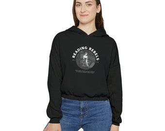 Reading Rebels 1950s Woman Cinched Bottom Hoodie - Black and White Hoodie