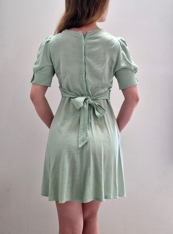 1960s Vintage Cotton Jersey Mint Green Puff Sleev… - image 7