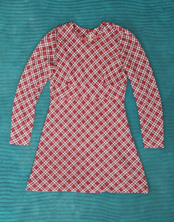 1960s Red and White Checked Plaid Mini Dress Small-medium - Etsy