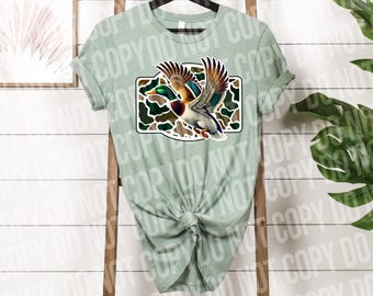 Flying Mallard Duck Camo Design | Hunting Season PNG (Digital Design)