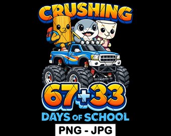 Aplastando 67 33 días de escuela PNG Bebé Brainrot Monster Truck JPG Sublimación