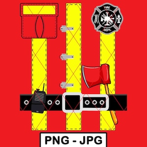 Firefighter Boy Costume PNG Halloween Kid Disguise Printed Suit Lazy Costume PNG JPG