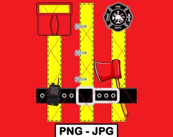 Firefighter Boy Costume PNG Halloween Kid Disguise Printed Suit Lazy Costume PNG JPG
