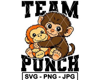 Team Punch SVG Precioso mono macaco bebé de peluche Panchi Kun PNG JPG Archivo de corte