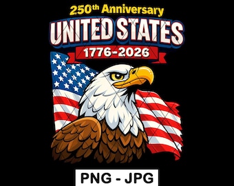 250.º aniversario de Estados Unidos PNG EE. UU. Águila calva partidista Jpg Sublimación