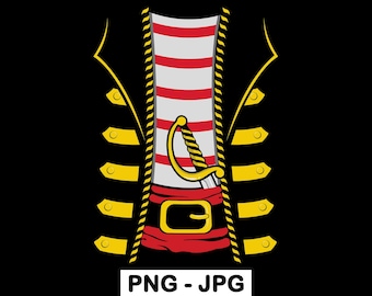 Traje de pirata PNG Divertido Halloween Barco Capitán Marinero Traje impreso Traje de niño PNG JPG Sublimación