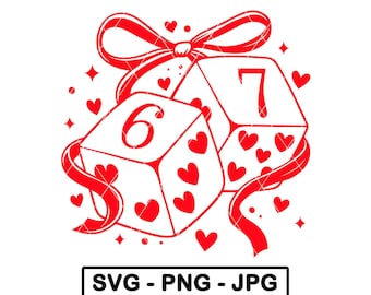 67 Dados de San Valentín SVG Lindo Seis Siete Amor Cinta Niño Meme PNG JPG Archivo de corte