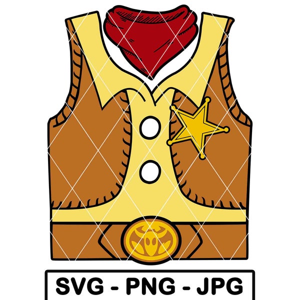 Cowboy Costume SVG Sheriff Western Police Halloween Boy Costume Wild West PNG JPG Cut File
