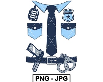 Disfraz de oficial de policía PNG Halloween 2023 Disfraz de niño Traje de policía PNG JPG Sublimación