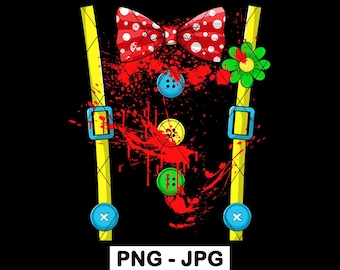 Disfraz de payaso villano Disfraz de Halloween Traje de payaso de terror PNG JPG Sublimación