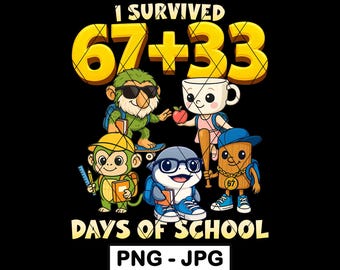 Sobreviví 67 33 Día de Clases PNG AI Brainrot Animal Niño Meme Jpg Sublimación