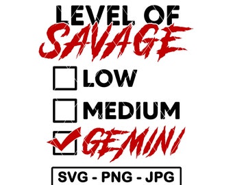 Nivel salvaje Géminis SVG Zodiac Características Casilla de verificación Astrología Humor Cumpleaños PNG JPG Cortar archivo
