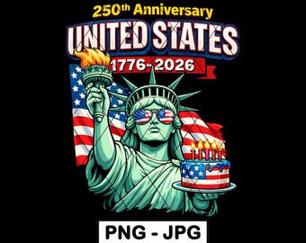 Estatua de la Libertad, 250.º aniversario de Estados Unidos, PNG (1776-2026), sublimación JPG patriótica