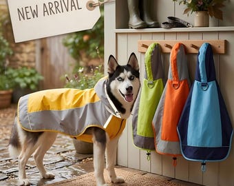 Waterproof Dog Raincoat with Hood, Reflective Pet Rain Jacket, Breathable Dog Poncho, Corgi Husky Clothes, Pet Lover Gift, Dog Rain Gear